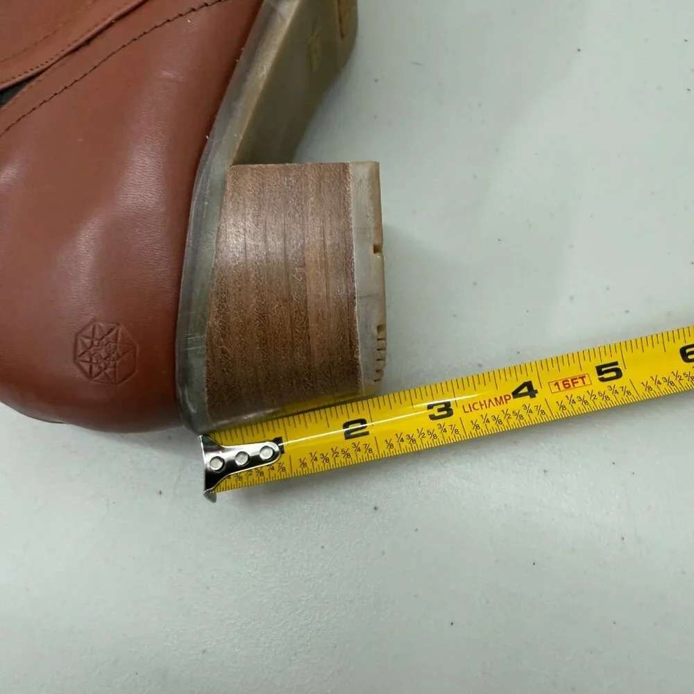 Xena Gravity Cognac Brown Leather Safety Toe Heel Booties Shoes Womens size 10 - Picture 9 of 9